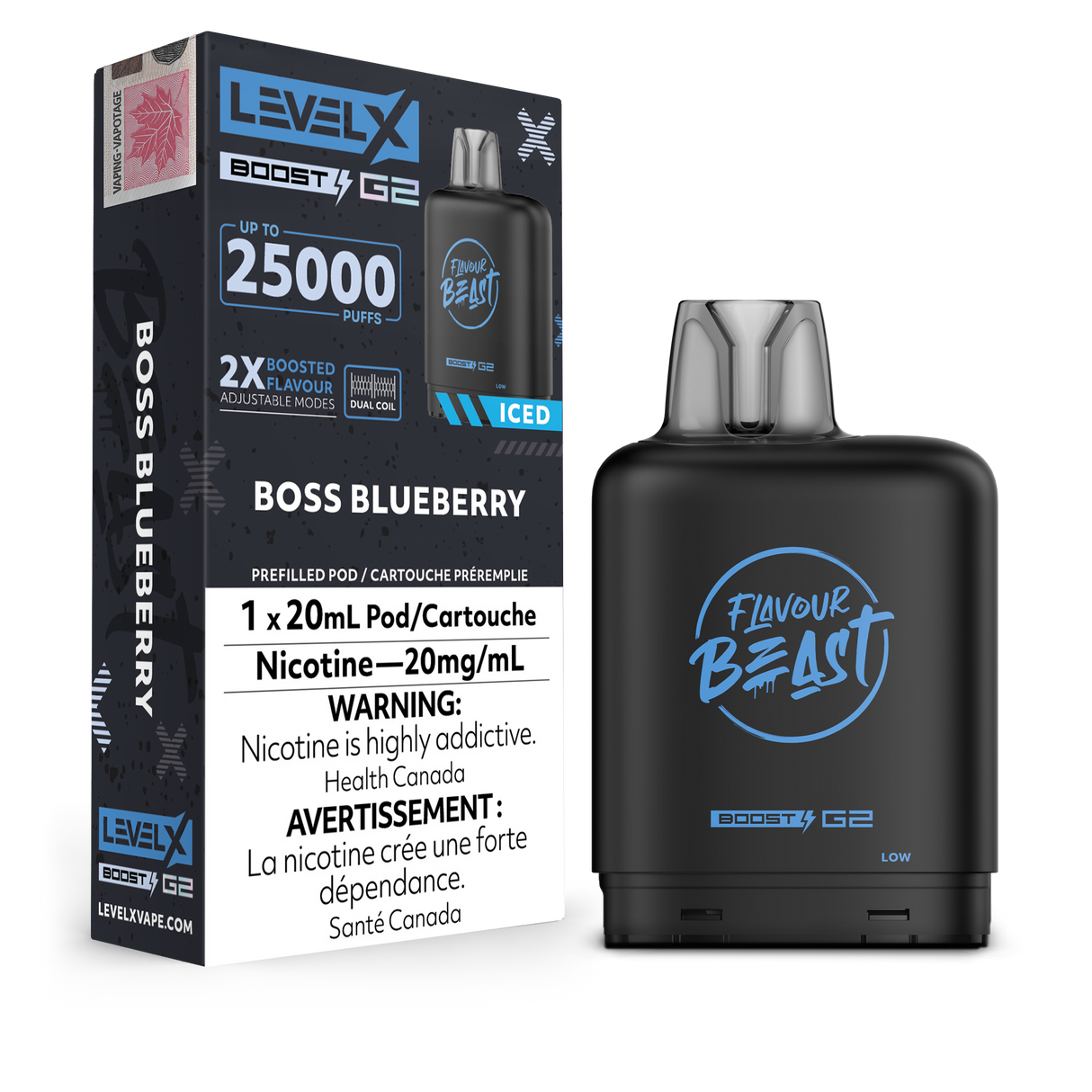 Boss Blueberry Iced Flavour Beast Level X Boost G2 Pod