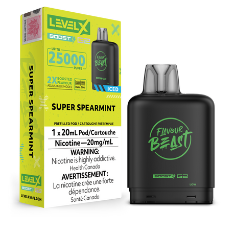 Super Spearmint Iced Flavour Beast Level X Boost G2 Pod