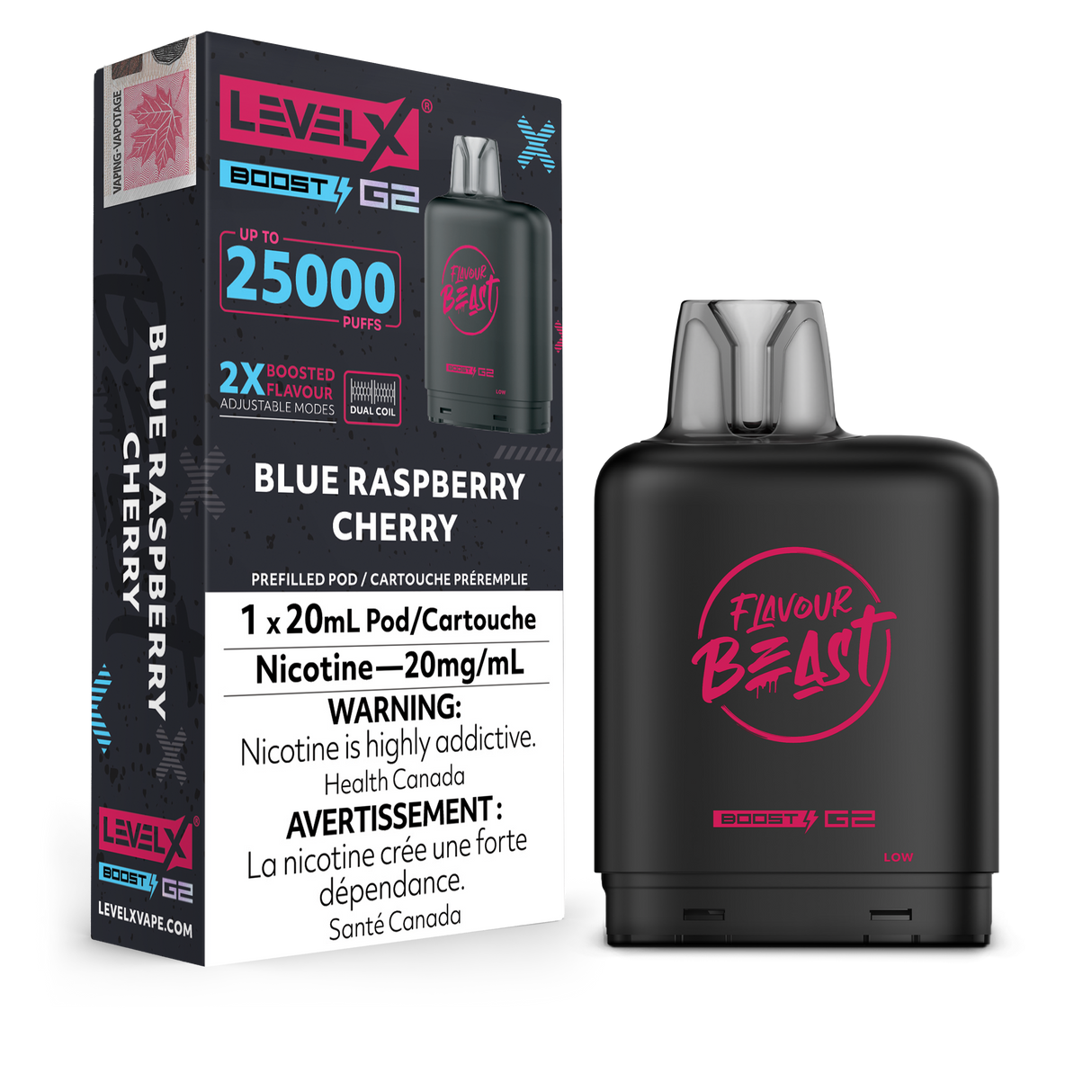 Blue Raspberry Cherry - Level X Flavour Beast Boost G2 Pod 25K Puffs, 20mg/ml