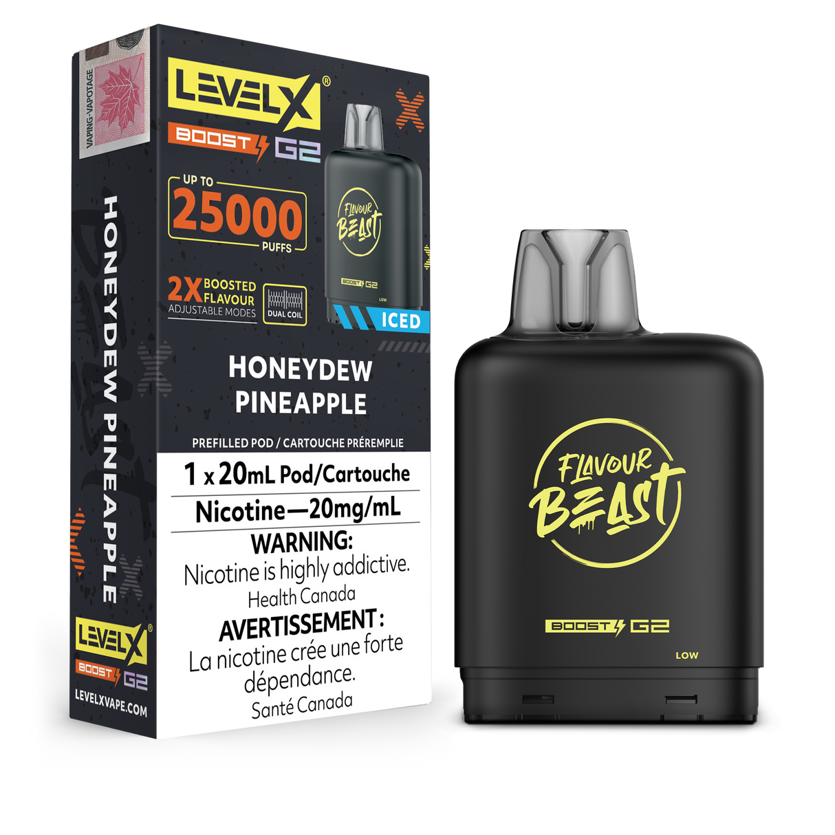 Honeydew Pineapple - Level X Flavour Beast Boost G2 Pod 25K Puffs, 20mg/ml