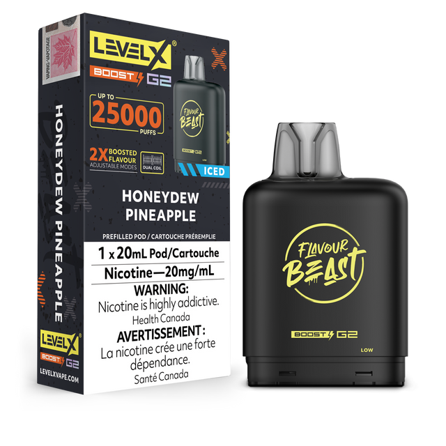 Honeydew Pineapple - Level X Flavour Beast Boost G2 Pod 25K Puffs, 20mg/ml