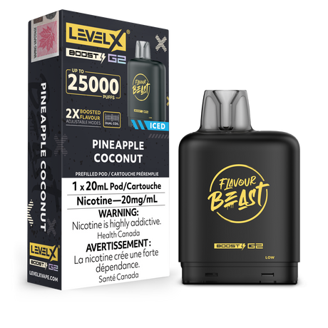 Pineapple Coconut - Level X Flavour Beast Boost G2 Pod 25K Puffs, 20mg/ml