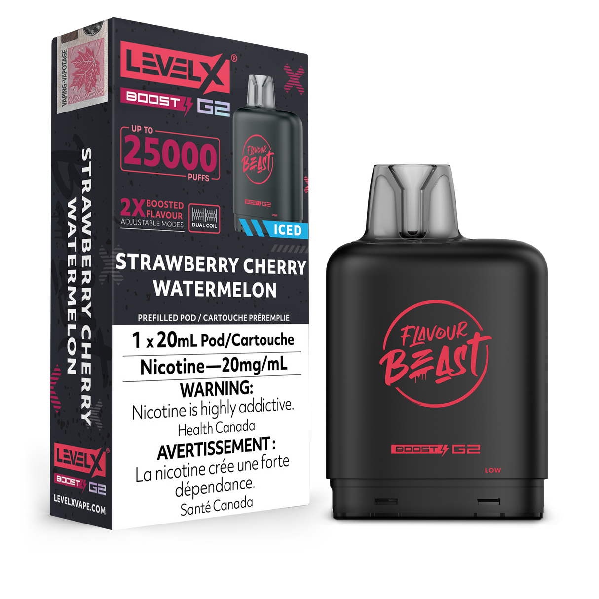 Strawberry Cherry Watermelon - Level X Flavour Beast Boost G2 Pod 25K Puffs, 20mg/ml