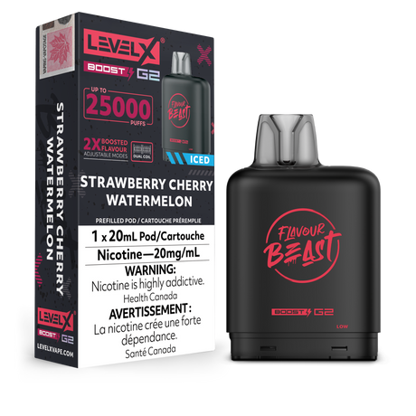 Strawberry Cherry Watermelon - Level X Flavour Beast Boost G2 Pod 25K Puffs, 20mg/ml