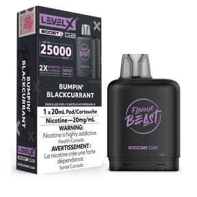 Bumpin Blackcurrant - Flavour Beast 25k Level X Boost G2 Pod - 25000 puffs - 20ml e-liquid - 20mg/ml nicotine