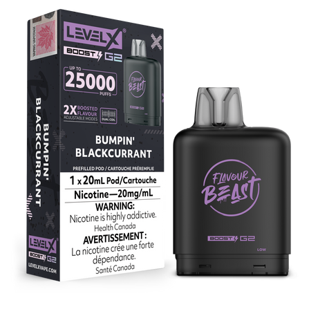 Bumpin Blackcurrant - Flavour Beast 25k Level X Boost G2 Pod - 25000 puffs - 20ml e-liquid - 20mg/ml nicotine