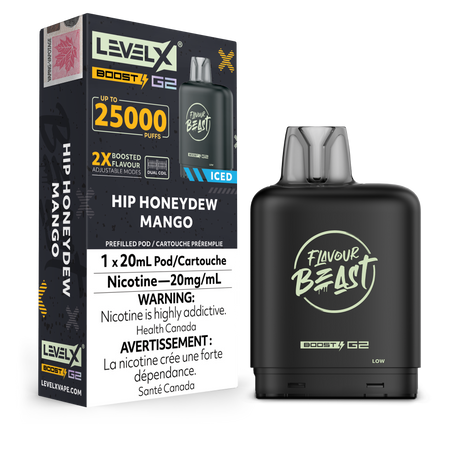 Hip Honeydew Mango Iced - Flavour Beast 25k Level X Boost G2 Pod - 25000 puffs - 20ml e-liquid - 20mg/ml nicotine