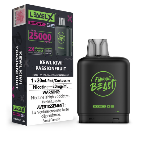 Kewl Kiwi Passionfruit - Flavour Beast 25k Level X Boost G2 Pod - 25000 puffs - 20ml e-liquid - 20mg/ml nicotine