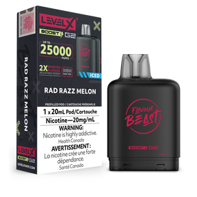 Rad Razz Melon - Flavour Beast 25k Level X Boost G2 Pod - 25000 puffs - 20ml - 20mg/ml nicotine