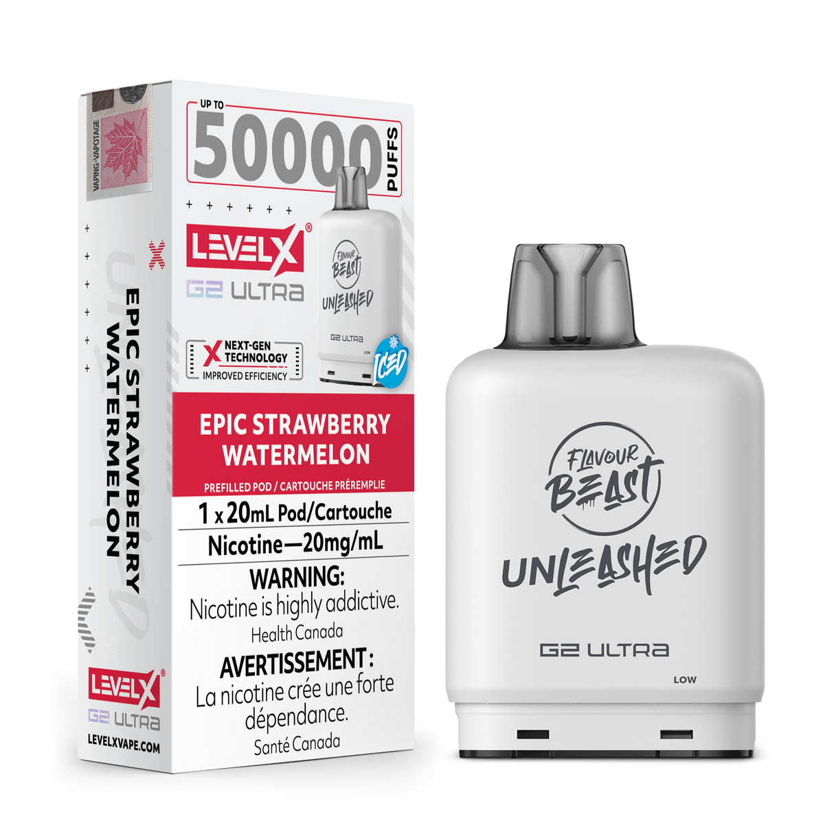 Epic Strawberry Watermelon – Level X G2 Ultra Pod – 50,000 puffs – 20mL e-liquid