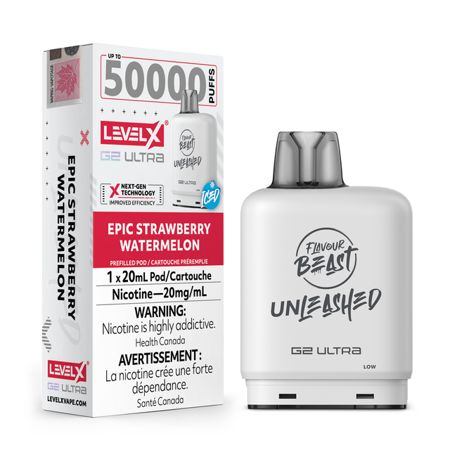 Epic Strawberry Watermelon – Level X G2 Ultra Pod – 50,000 puffs – 20mL e-liquid