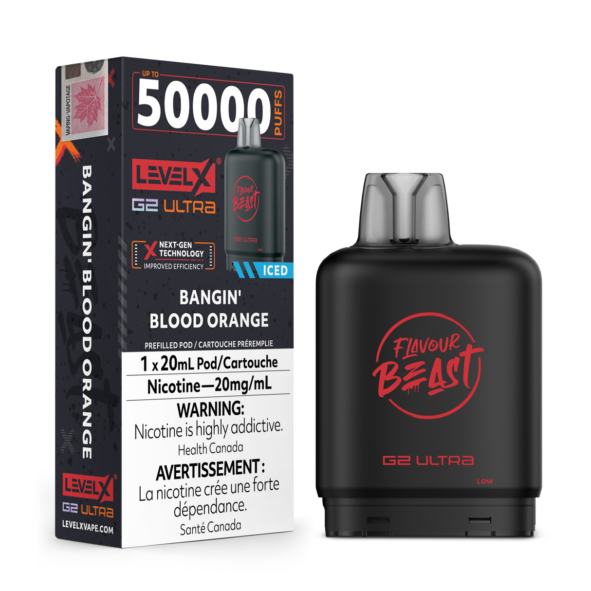Level X Flavor Beast Boost Pod 20 ml - Bangin' Blood Orange Iced