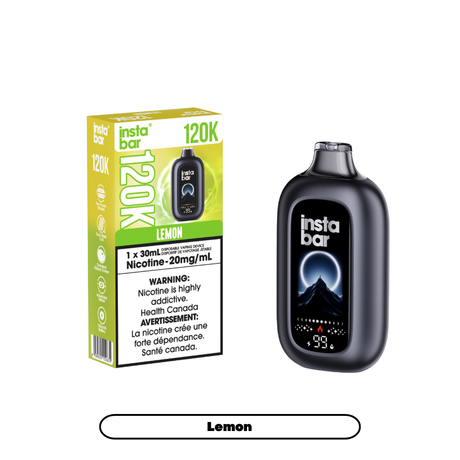  INSTA BAR 120K Disposable Vape Lemon with up to 120,000 puffs and dual mesh coil in Canada