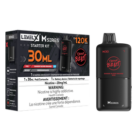 Bangin Blood Orange Iced Level X M Series Starter Kit with 30mL M30 pod and Obsidian Black 1000mAh device
