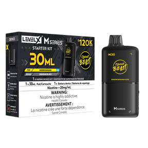 Bussin Banana Iced Level X M Series Starter Kit with 30mL M30 pod and Obsidian Black 1000mAh device