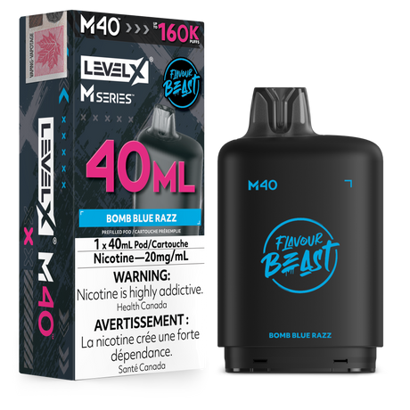 Bomb Blue Razz Level X M Series 40mL M40 Pod 160K