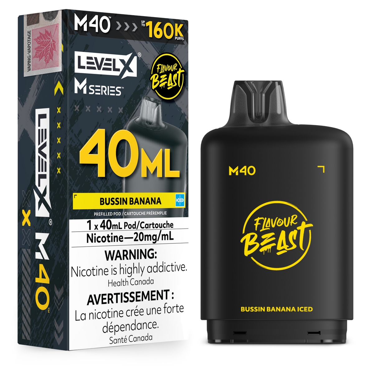 Bussin Banana Iced Level X M Series 40mL Pod – 160K