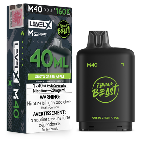 Gusto Green Apple Level X M Series 40mL M40 Pod 160K
