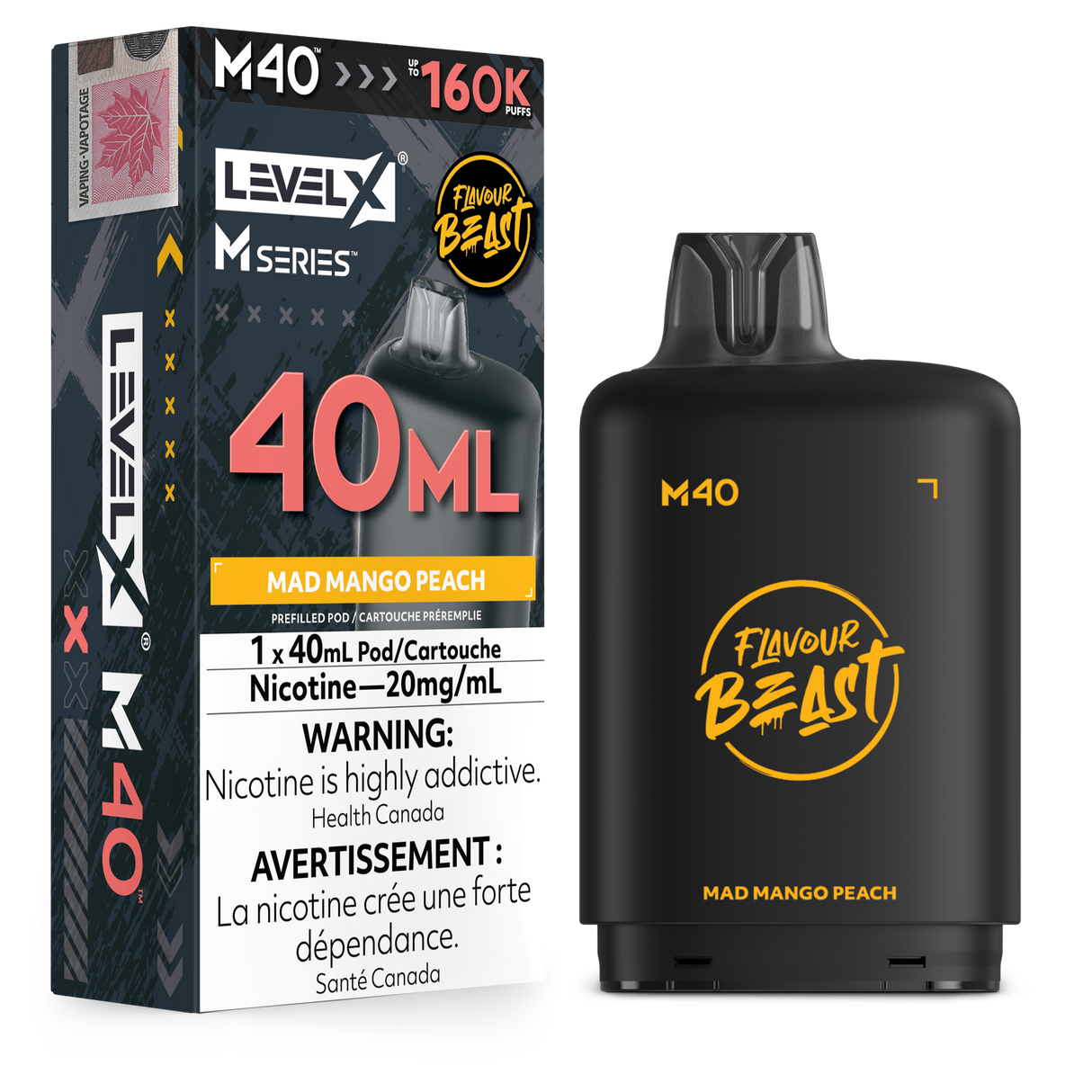 Mad Mango Peach Level X M Series 40mL Pod – 160K