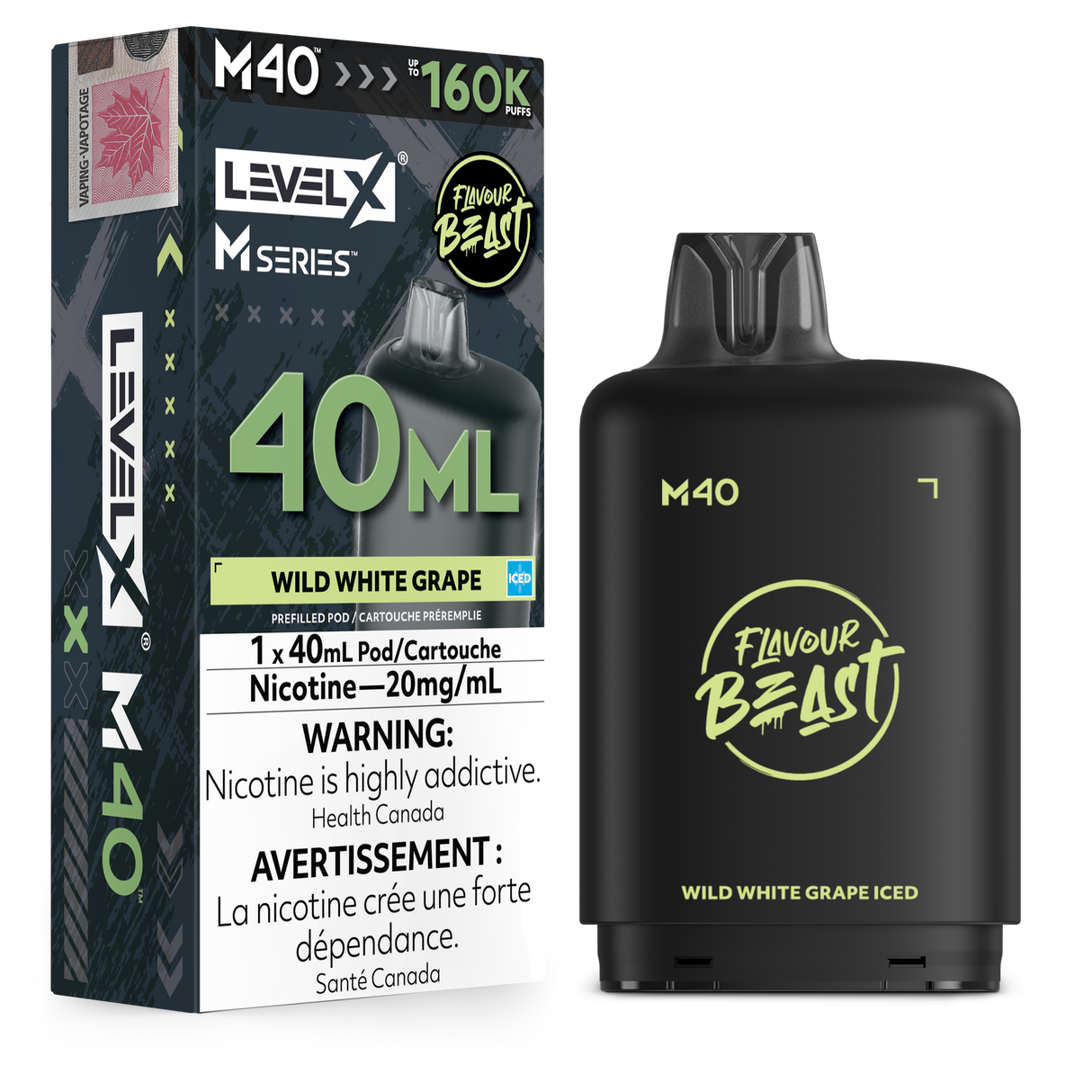 Wild White Grape Iced Level X M Series 40mL Pod – 160K