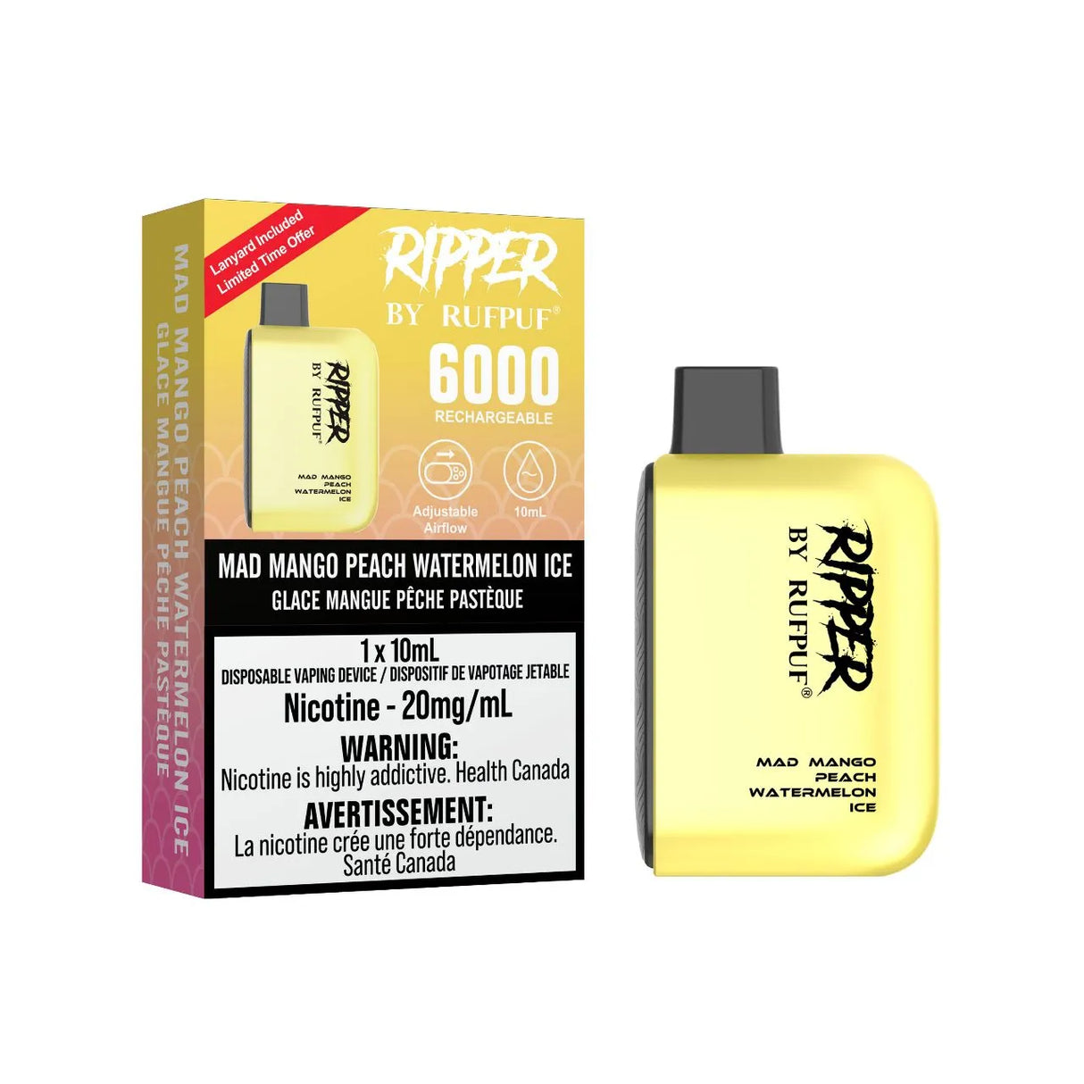 Mad Mango Peach Watermelon Ice - Rufpuf Ripper Disposable Vape 6000