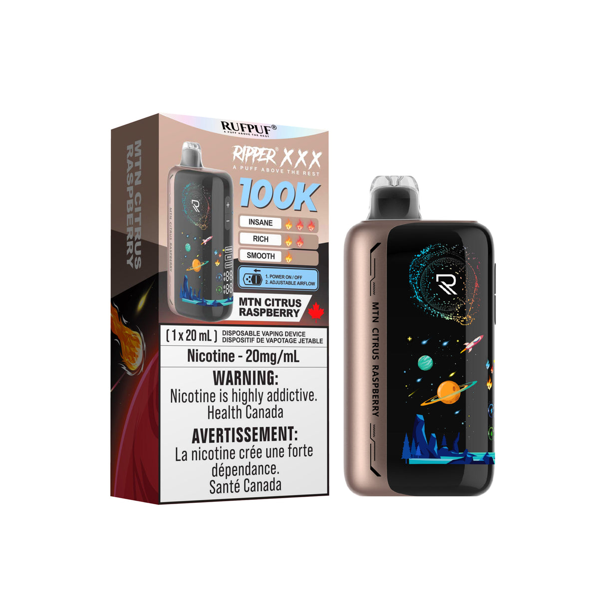 MTN CITRUS RASPBERRY Ripper XXX 100k Disposable Vape