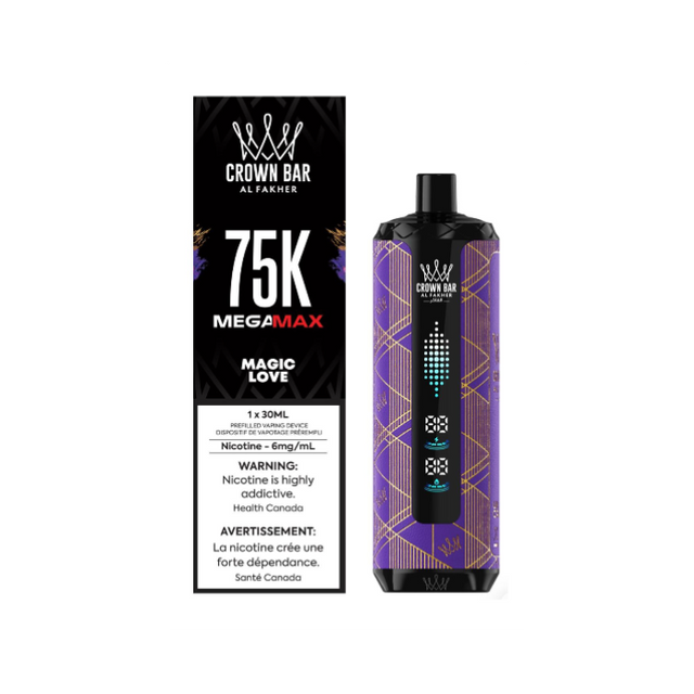 Al Fakher Mega Max 75K Magic Love disposable vape with up to 75K puffs and dual mode in Canada
