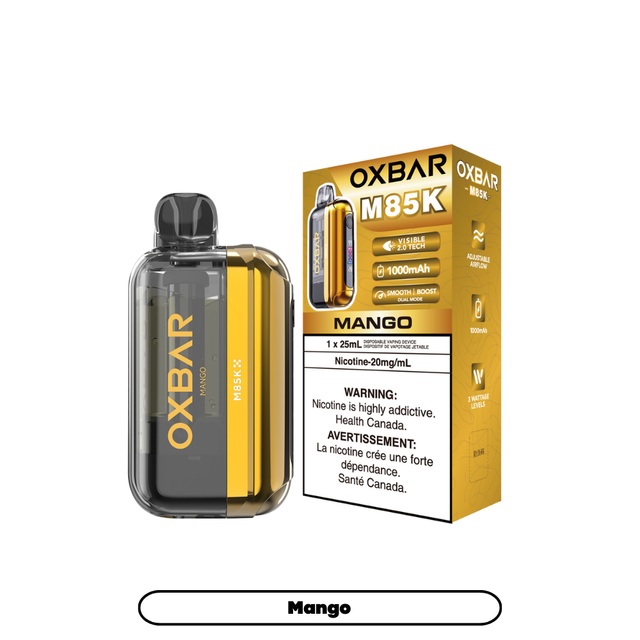 Oxbar M85K Mango disposable vape – tropical mango flavour – 85,000 puffs