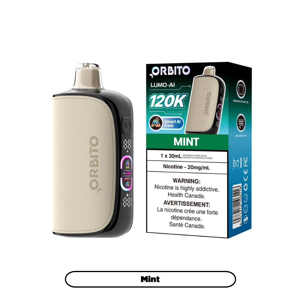 ORBITO LUMO-AI 120K Disposable Vape Mint disposable vape with 120,000 puffs and Smart AI Chip in Canada