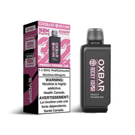  Oxbar Svopp Rocky Vapor 32K Pod - Peach Mango Ice Flavor - 20ml, 20mg/ml Nicotine