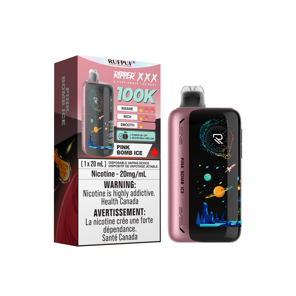 PINK BOMB ICE Ripper XXX 100k Disposable Vape