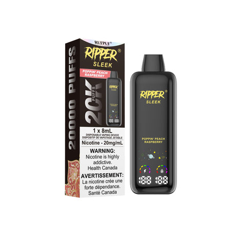 Ripper SLEEK Disposable Vape Poppin’ Peach Raspberry flavour – 20,000 puffs