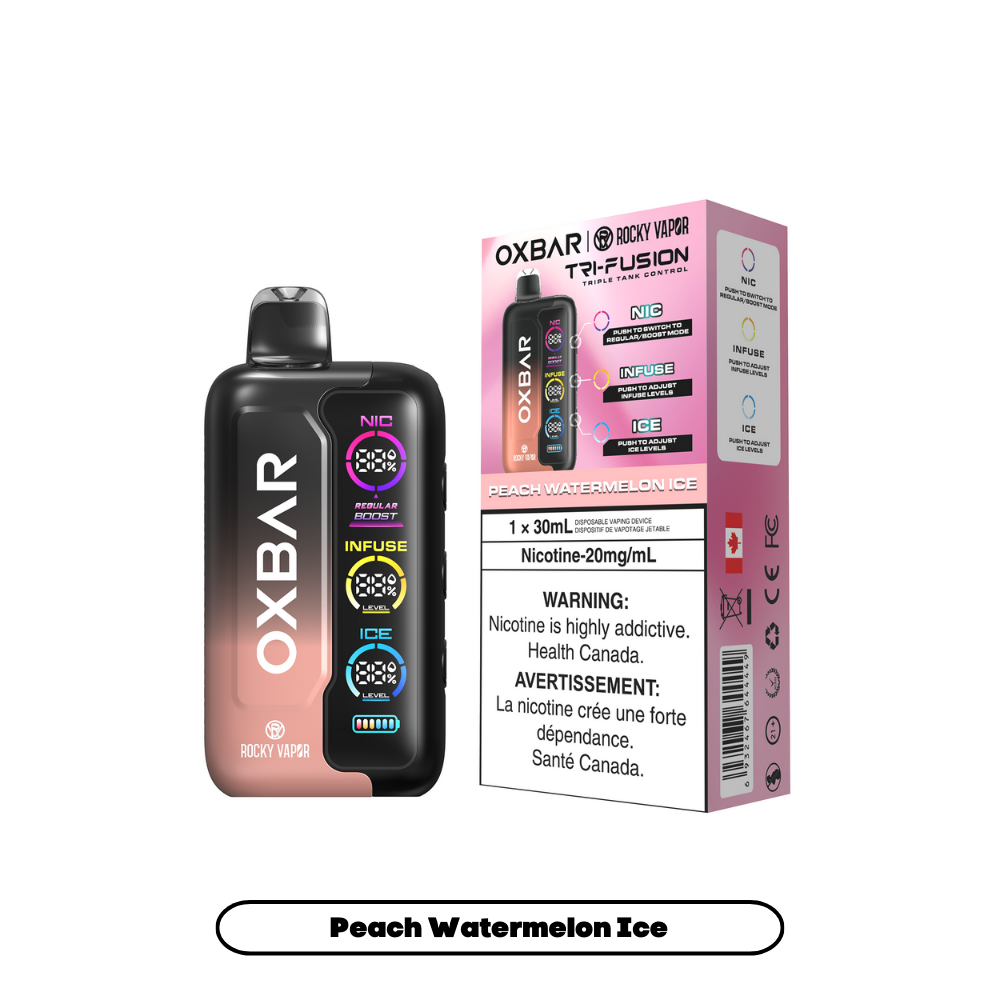 Oxbar Tri Fusion Disposable Vapes - Peach Watermelon Ice 30ml