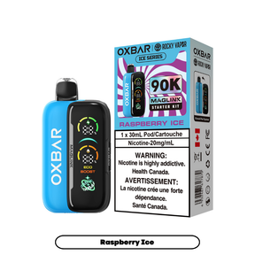 Oxbar x Rocky Vapor Maglink Disposable Vape Raspberry Ice disposable vape with 90000 puffs and dual mesh coil in Canada