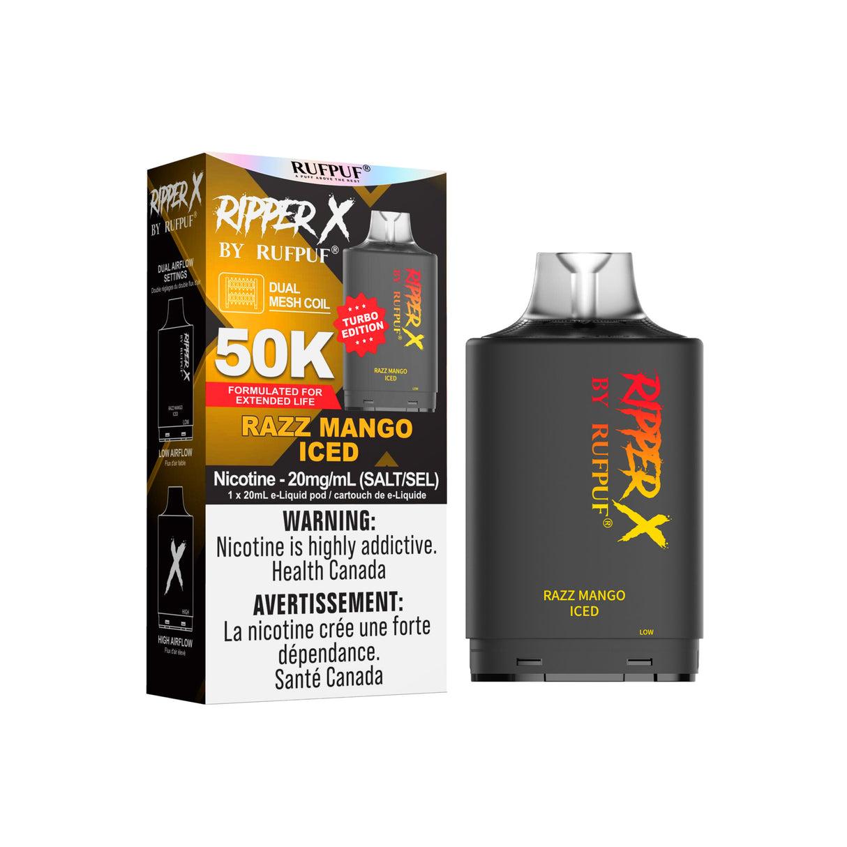 Razz Mango Iced - Ripper X 50k Turbo Pod