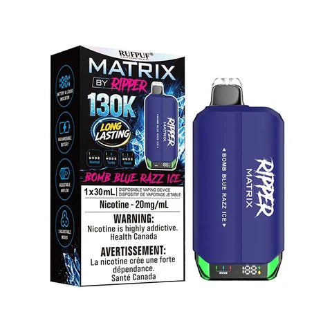 Bomb Blue Razz Ice Ripper Matrix 130K Disposable