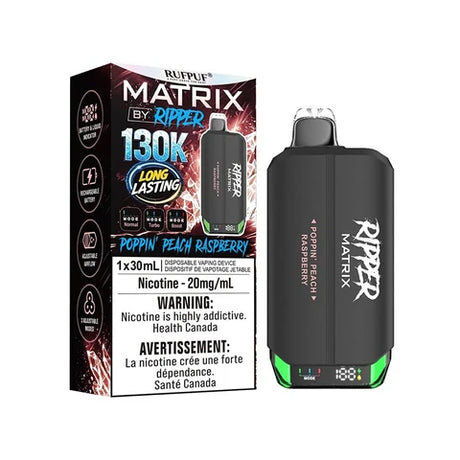 Poppin' Peach Raspberry Ripper Matrix 130K Disposable Vape