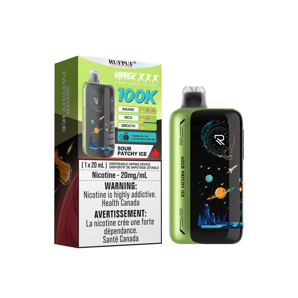 SOUR PATCHY ICE Ripper XXX 100k Disposable Vape