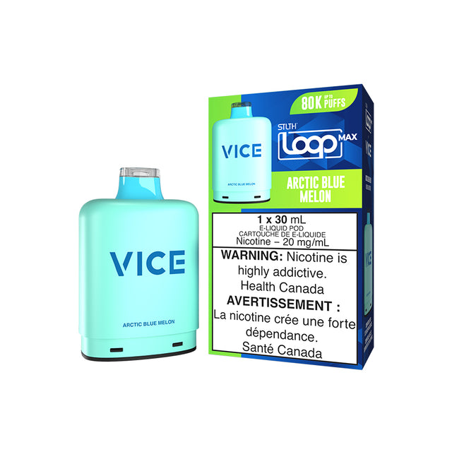 Arctic Blue Melon – STLTH LOOP MAX x VICE Pods 80,000 puffs 30mL 20mg e-liquid level display in Canada
