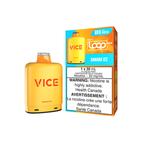 Banana Ice – STLTH LOOP MAX x VICE Pods 80,000 puffs 30mL 20mg magnetic pod in Canada
