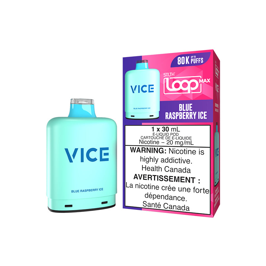 Blue Raspberry Ice – STLTH LOOP MAX x VICE Pods 80,000 puffs 30mL 20mg Boost Mode in Canada