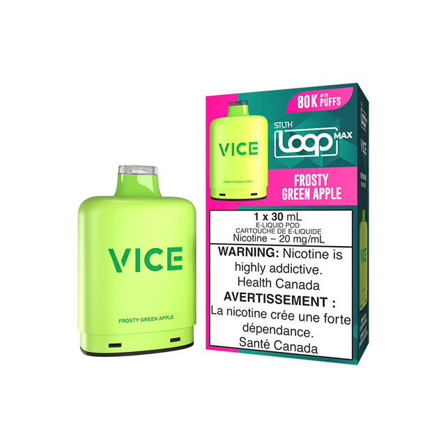 Frosty Green Apple – STLTH LOOP MAX x VICE Pods 80,000 puffs 30mL 20mg adjustable airflow in Canada