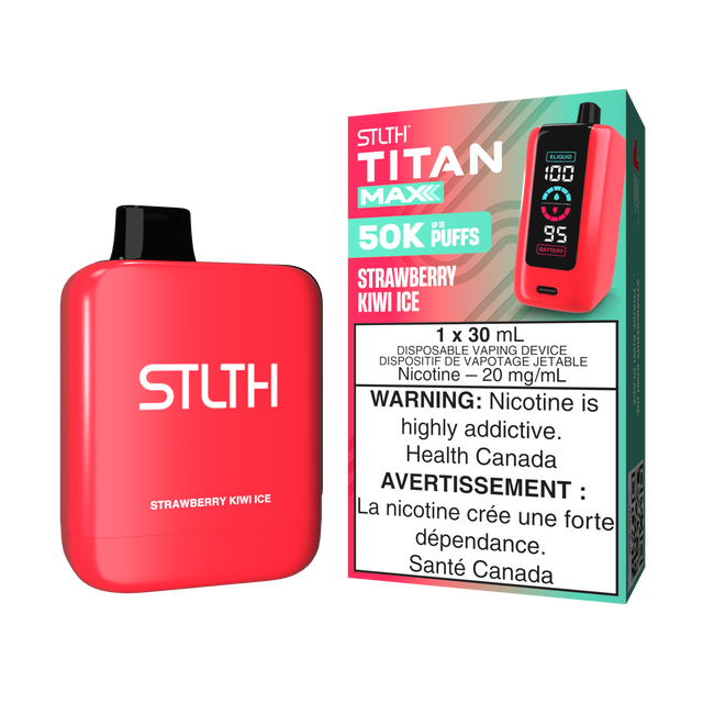 Enjoy the sweet blend of strawberries and tangy kiwi with a refreshing icy finish in the STLTH Titan Max 50K Disposable Vape. Up to 50,000 puffs for an exceptional vaping experience!