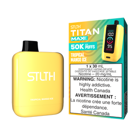 Tropical Mango Ice - STLTH Titan Max 50K Disposable Vape, 50,000 puffs, 30ml e-liquid capacity, 20mg/ml nicotine strength.