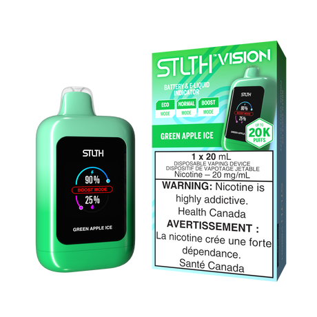 GREEN APPLE ICE - STLTH VISION Disposable Vape 20K