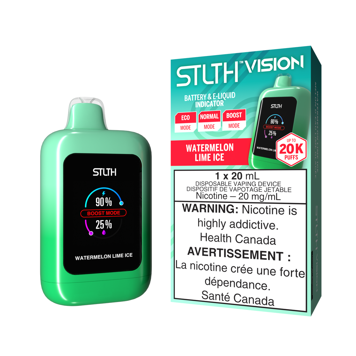 WATERMELON LIME ICE - STLTH VISION Disposable Vape 20K