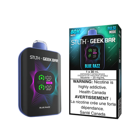 Blue Razz STLTH X GEEKBAR 80K Disposable Vape Canada Limited Edition with blue raspberry flavour