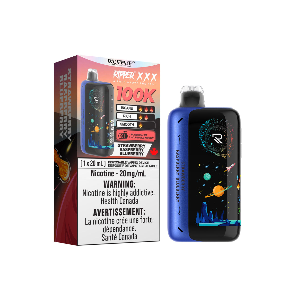 STRAWBERRY RASPBERRY BLUEBERRY Ripper XXX Disposable Vape