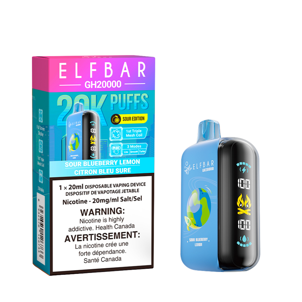 Elf Bar GH20k - Sour Blueberry Lemon - 20k puffs - Sour Edition - 20mg/ml - 20ml Disposable Vape