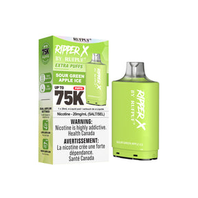 Sour-Green-Apple-ice Ripper X 75k Vape Pod - Nicotine Strength 20mg/ml - E-Liquid Quantity 20ml - Puff Count 75000.